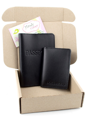 Подарочный набор №4: обложка на паспорт + обложка на документы (черный) HandyCover (216641956)