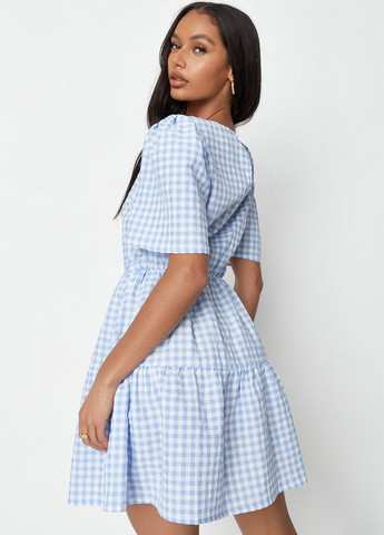 Голубое кэжуал платье Missguided в клетку