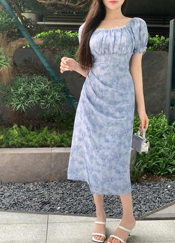 Блакитна кежуал сукня SHEIN з квітковим принтом