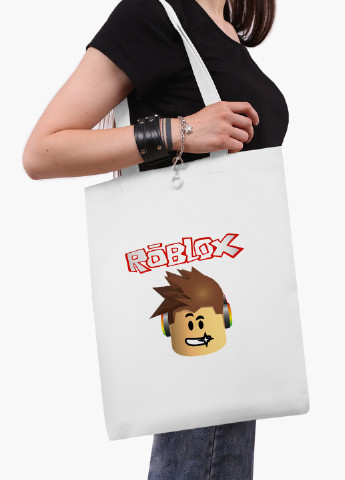 Еко сумка шоппер біла Роблокс (Roblox) (9227-1713-WT-2) екосумка шопер 41*35 см MobiPrint (219111091)