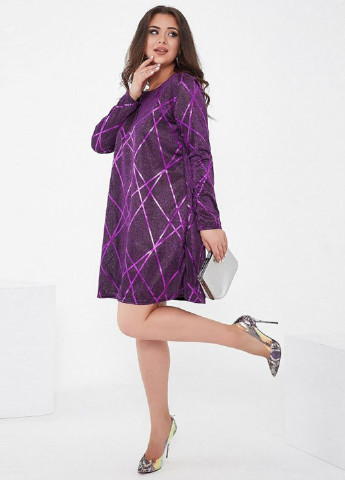Фиолетовое коктейльное платье а-силуэт Ager с геометрическим узором