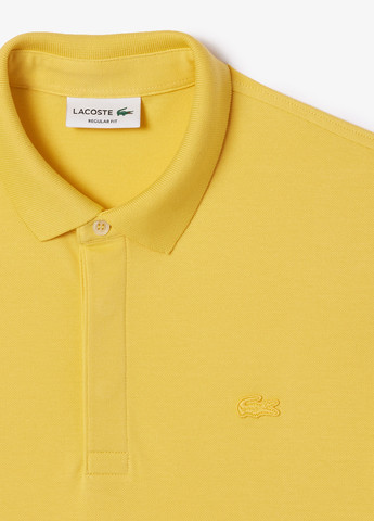 Желтая футболка-поло для мужчин Lacoste однотонная
