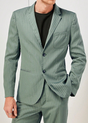 Сіро-зелений демісезонний костюм (піджак, штани) брючний SHEIN