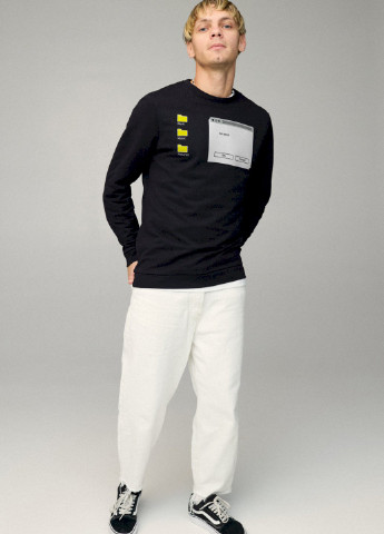 Черный свитшот мужской basic /no flis/ YAPPI рисунок (251424314)