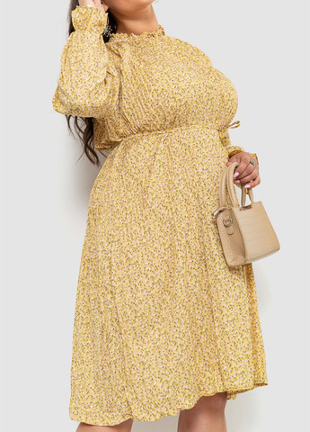Горчичное кэжуал платье плиссированное Ager с цветочным принтом
