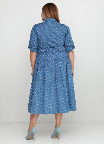 Синее кэжуал платье New Collection в горошек