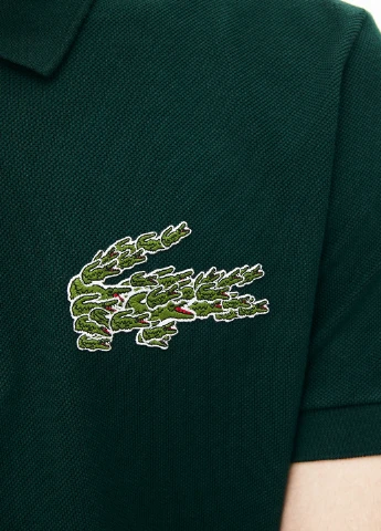 Темно-зеленая футболка-поло для мужчин Lacoste однотонная