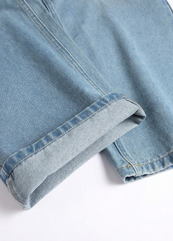 Голубые демисезонные прямые джинсы SHEIN