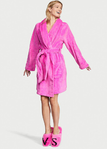 Халат Victoria's Secret однотонный розовый домашний полиэстер