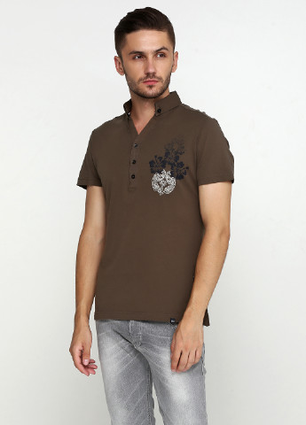 Оливковая (хаки) футболка-поло для мужчин Double Black