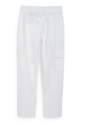 Белые кэжуал летние прямые, укороченные брюки C&A