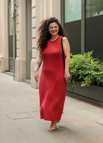 Червона кежуал сукня сукня-майка Uniqlo однотонна