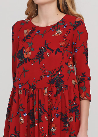 Бордовое кэжуал платье клеш Only с цветочным принтом