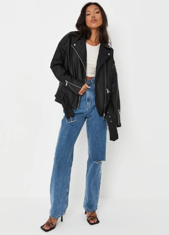 Черная демисезонная куртка косуха Missguided