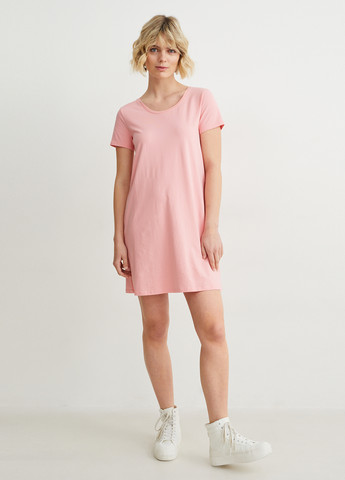 Розовое кэжуал платье платье-футболка C&A однотонное