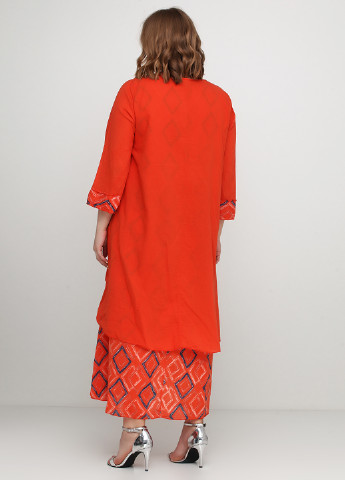 Оранжевое кэжуал платье F 4 с геометрическим узором
