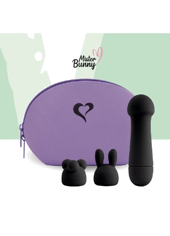 Мини-вибратор Mister Bunny Black с двумя насадками FeelzToys (254152078)