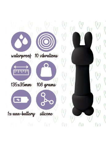 Мини-вибратор Mister Bunny Black с двумя насадками FeelzToys (254152078)