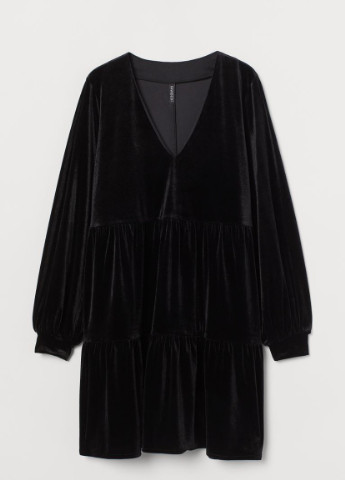 Чорна повсякденний сукня велюр H&M однотонна