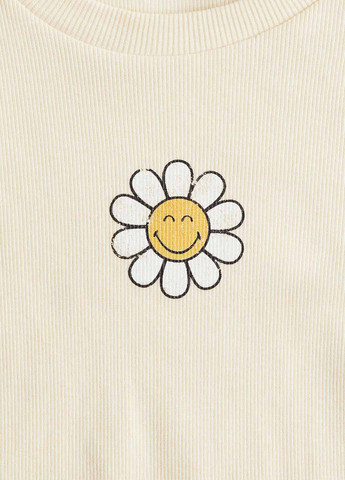 Светло-желтый демисезонный кэжуал лонгслив H&M с цветами