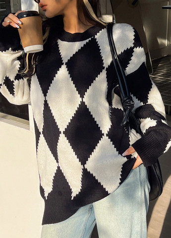 Черно-белый демисезонный джемпер джемпер SHEIN