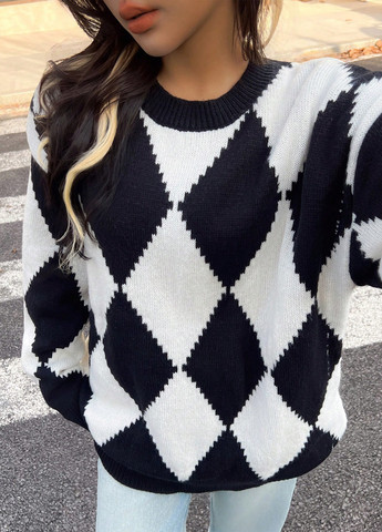 Черно-белый демисезонный джемпер джемпер SHEIN