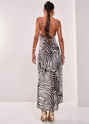 Чорно-білий кежуал сукня сукня-комбінація SHEIN зебра