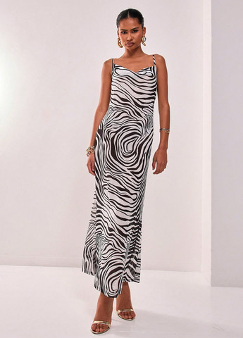 Чорно-білий кежуал сукня сукня-комбінація SHEIN зебра