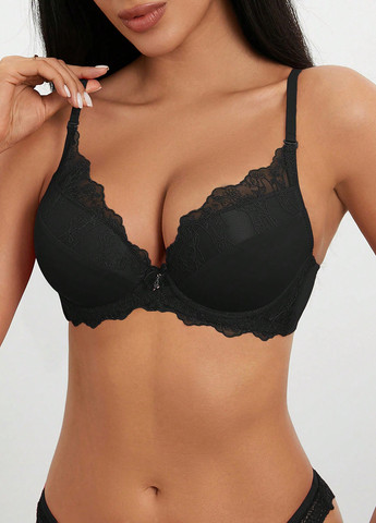 Чорний бралетт бюстгальтер SHEIN з кісточками поліамід