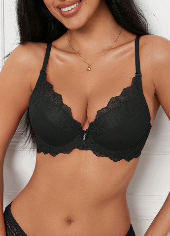 Чорний бралетт бюстгальтер SHEIN з кісточками поліамід