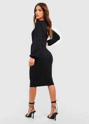 Черное кэжуал платье Boohoo однотонное