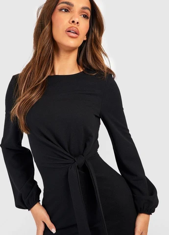 Черное кэжуал платье Boohoo однотонное