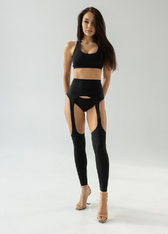 Чорний демісезонний комплект (топ, труси, панчохи) NOVA VEGA