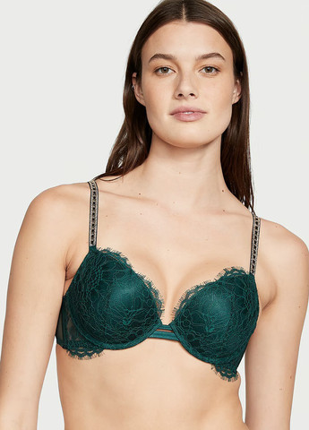 Темно-зеленый демисезонный комплект (бюстгальтер, пояс для чулок) Victoria's Secret