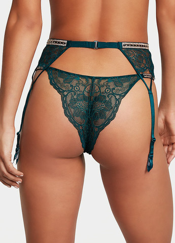 Темно-зеленый демисезонный комплект (бюстгальтер, пояс для чулок) Victoria's Secret