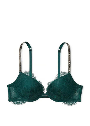 Темно-зеленый демисезонный комплект (бюстгальтер, пояс для чулок) Victoria's Secret