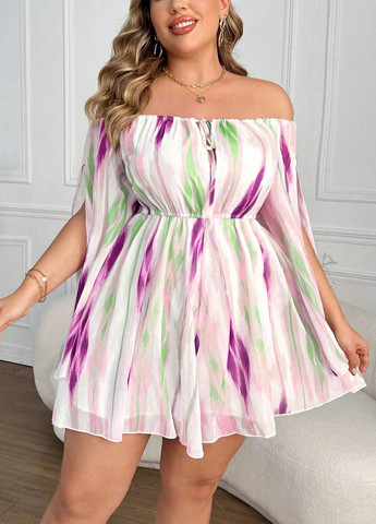 Комбінезон SHEIN комбінезон-шорти тай-дай комбінований кежуал поліестер