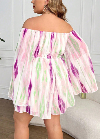 Комбінезон SHEIN комбінезон-шорти тай-дай комбінований кежуал поліестер