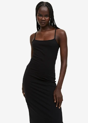 Черное кэжуал платье H&M однотонное