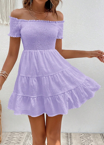 Фіолетова кежуал сукня з відкритими плечима SHEIN однотонна