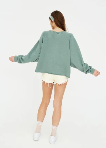 Мятный свитшот Pull & Bear рисунок без декора (243203309)