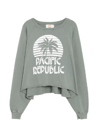 Мятный свитшот Pull & Bear рисунок без декора (243203309)
