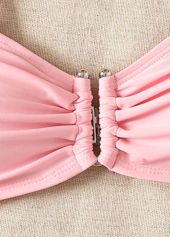 Розовый летний купальник (лиф, трусики) бикини, раздельный SHEIN