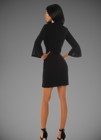 Чорна ділова ніжна та дуже жіночна модель міні-сукні з бездоганним кроєм Jadone Fashion
