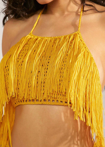 Горчичный летний комплект (топ, шорты) SHEIN