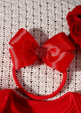 Червоний демісезонний комплект (боді, спідниця, пов'язка) SHEIN