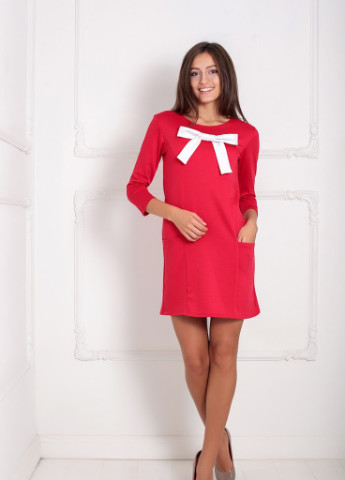 Червона кежуал стильне плаття-трапеція з м'якого французького трикотажу з кишенями persian червоний Podium однотонна