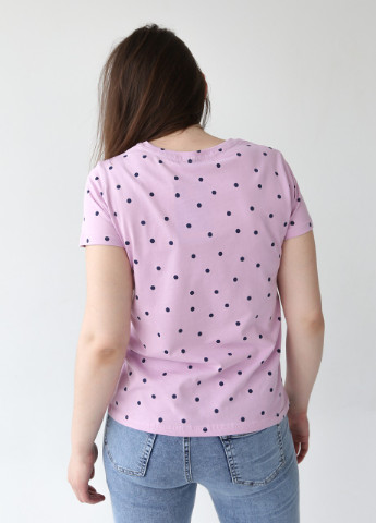 Сиреневая всесезон футболка женская сиреневая тонкая в горошек с коротким рукавом X-trap Прямая