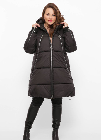 Черное зимнее Теплое пальто на искусственном пуху САБА черное Tatiana