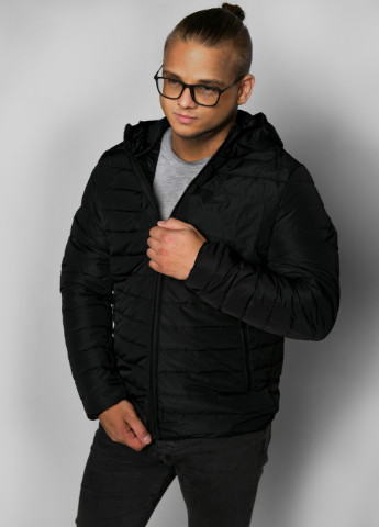 Черная демисезонная мужская стеганая куртка с капюшоном X-Woyz